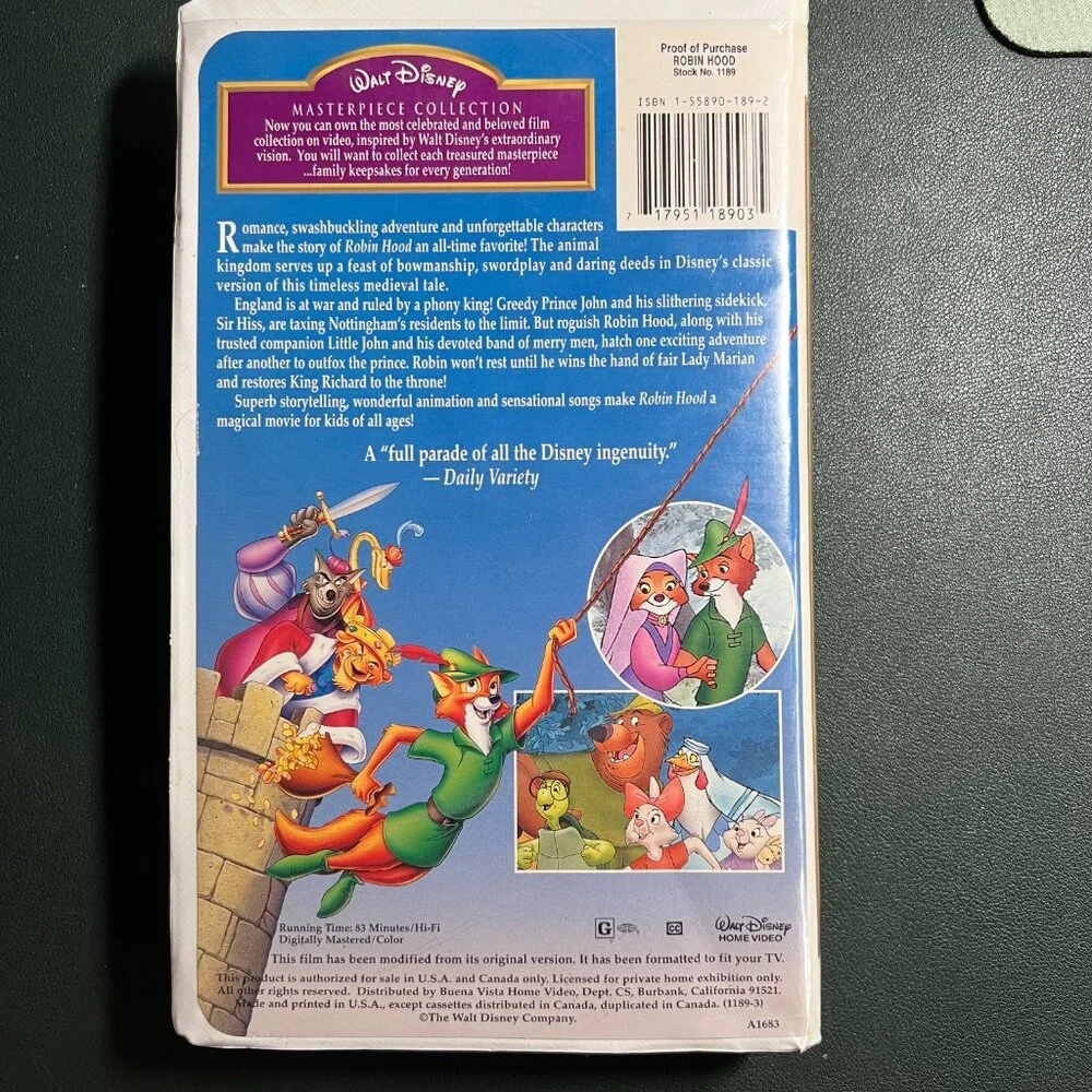 Walt Disney VHS Masterpiece Collection – Robin Hood – #1189-3